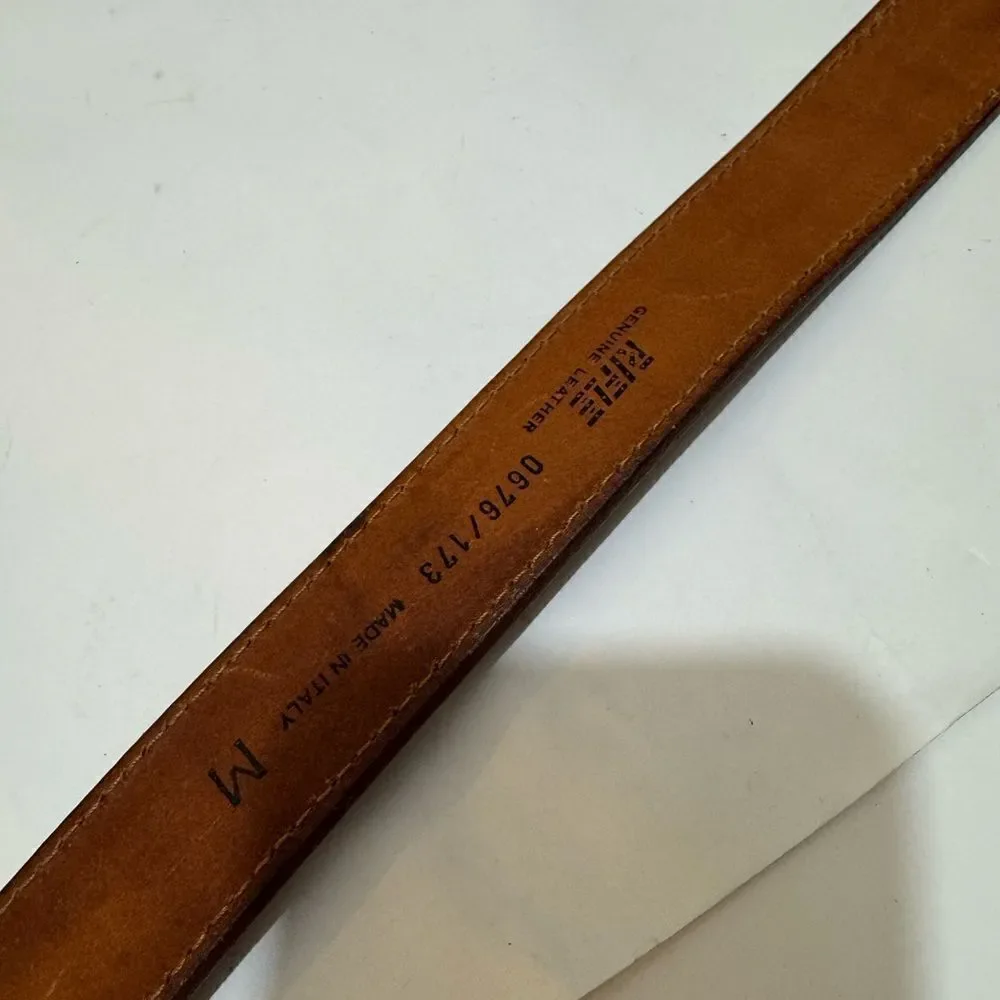Rifle Leather Belt Company Rifle Italy RARE Vintage Leather croc Brown size M